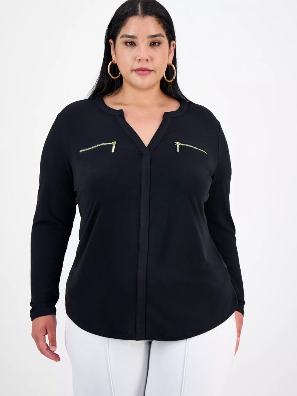 Woman's Zip-Pocket Top, Size Large, I.N.C. International Concepts